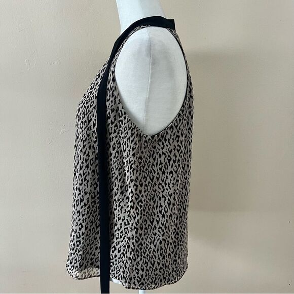 BCBGeneration Black & Tan Leopard Print Tie Neck Tank Top - Picture 5 of 9